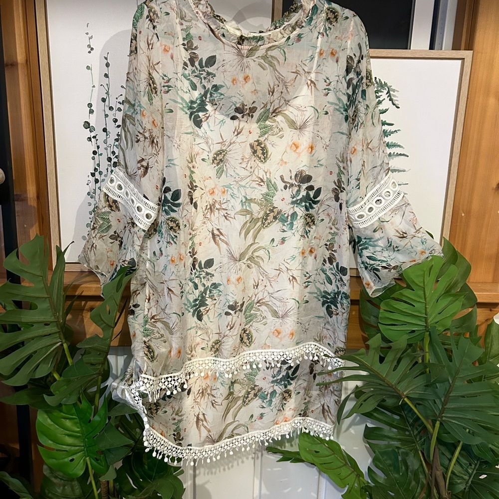 Bellambra 100% Silk Floral Layered Tunic + Tank Made in Italy Size S - Picture 7 of 10